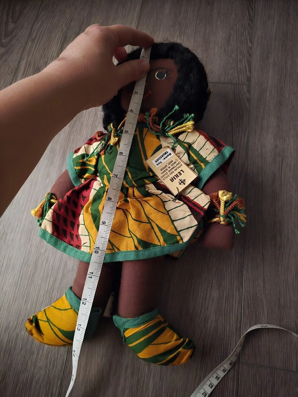 LEKIA Handmade African Rag Doll Ghana Yaa Thursday Kente Print Collectible Tags